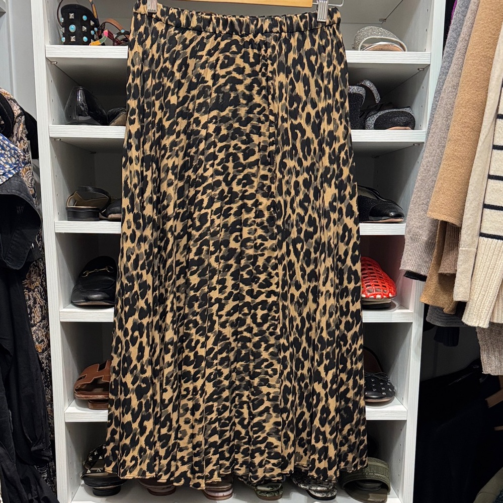 Leopard Print Maxi Skirt - Tan and Black